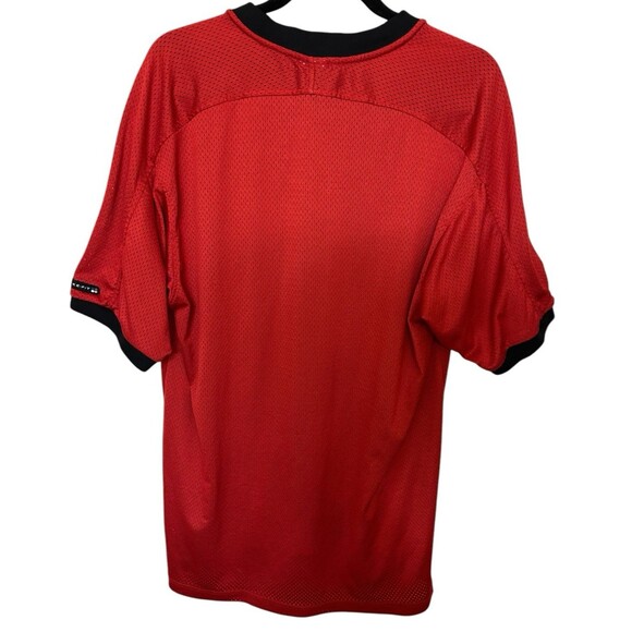 Vintage 90s Nike Fit Mens Shirt Red Mesh Swoosh Warmup Short Sleeves White Tag M - Picture 5 of 9